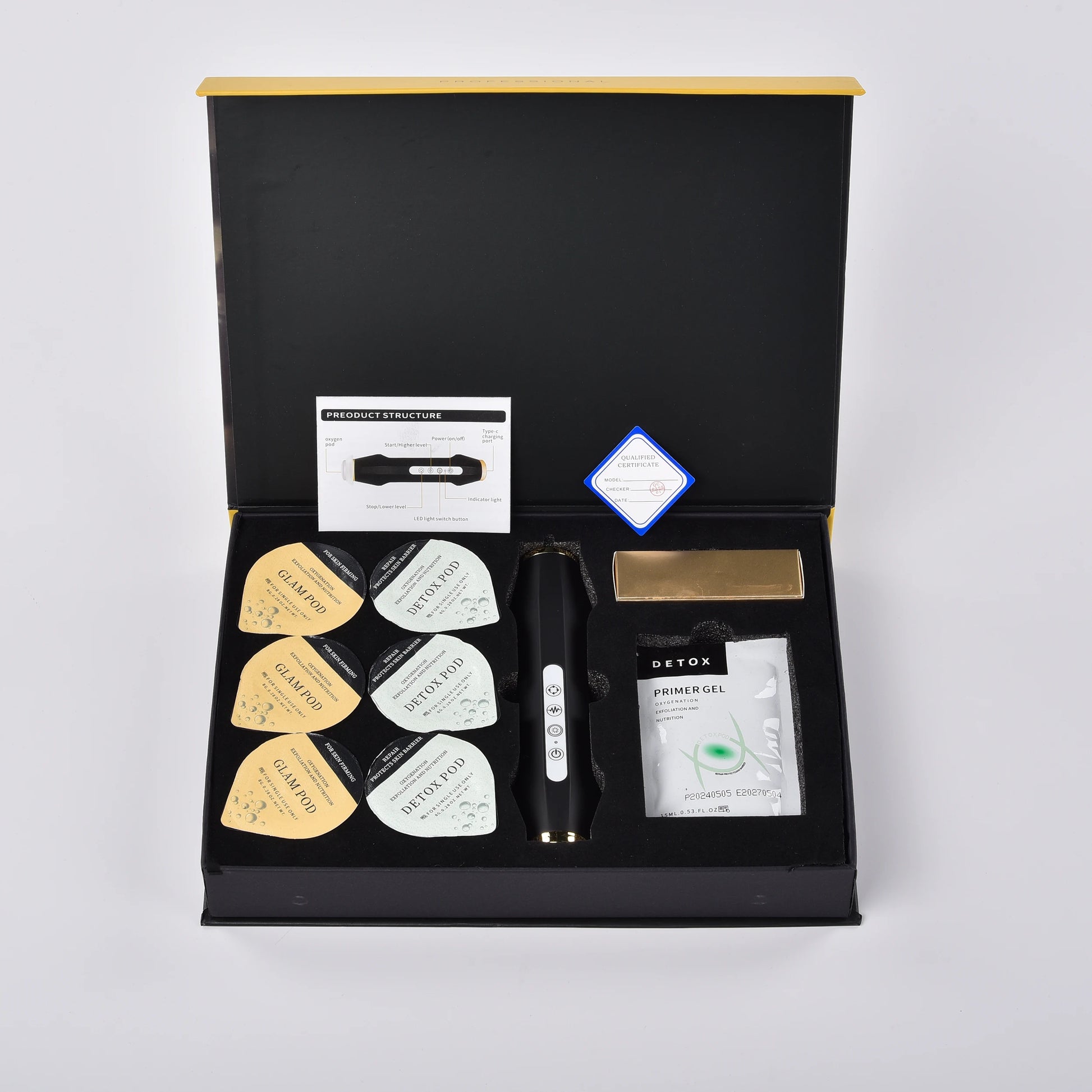 Portable Gift Box CO2 Oxygen Bubble Kit 6 Pods 6 Gel Detox Glam Skin Rejuvenation Anti-Aging Home Use Beauty Machine